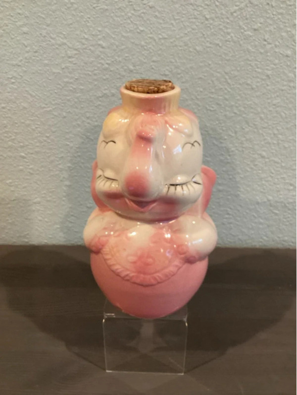 Vintage Ceramic Pink Elephant Milk Decanter, Syrup Jug by Hull Potery